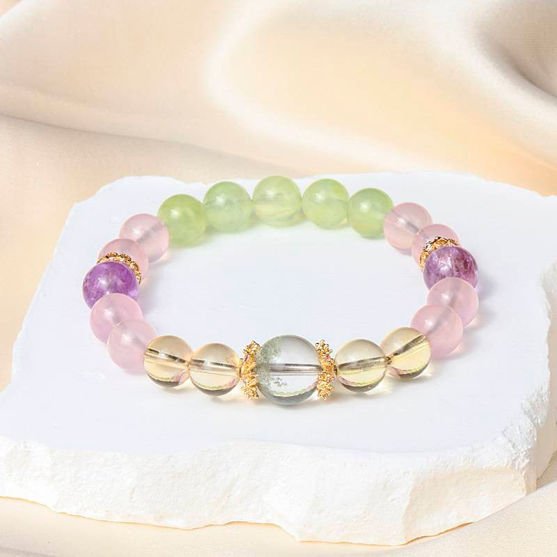 Monet Water Lilies Bracelet — Clear Quartz, Rose Quartz, Prehnite & Amethyst EclipticJew