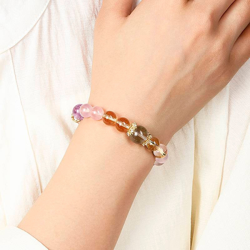 Monet Water Lilies Bracelet — Clear Quartz, Rose Quartz, Prehnite & Amethyst EclipticJew
