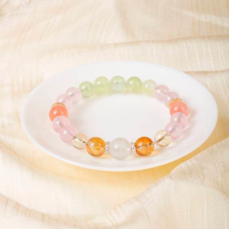 Monet Water Lilies Bracelet — Rose Quartz, Prehnite, Citrine & Red Agate EclipticJew