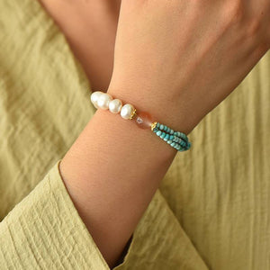 Van Gogh Almond Blossom Bracelet — Turquoise, Freshwater Pearl & Agate EclipticJew