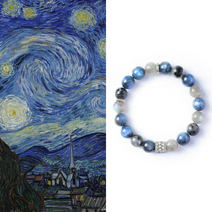 Van Gogh Starry Night Bracelet — Blue Rutilated Quartz & Moonstone EclipticJew