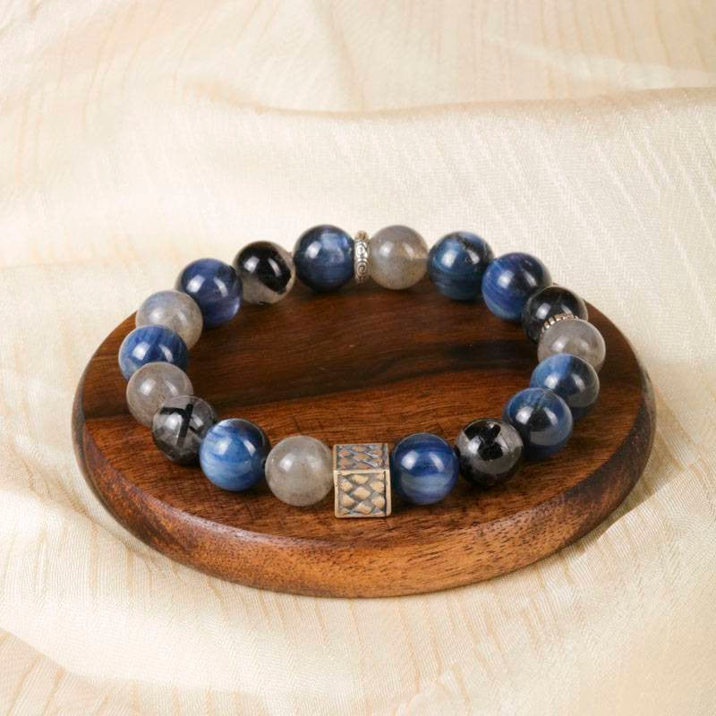 Van Gogh Starry Night Bracelet — Blue Rutilated Quartz & Moonstone EclipticJew