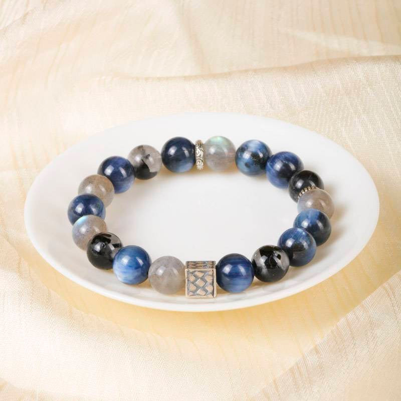 Van Gogh Starry Night Bracelet — Blue Rutilated Quartz & Moonstone EclipticJew