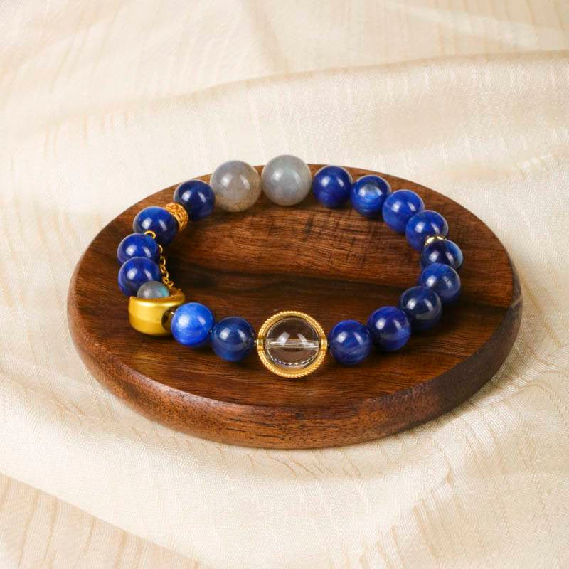Van Gogh Starry Night Over the Rhone Bracelet — Kyanite, Moonstone & Moon Charm EclipticJew