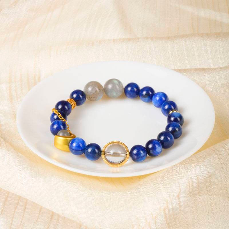 Van Gogh Starry Night Over the Rhone Bracelet — Kyanite, Moonstone & Moon Charm EclipticJew