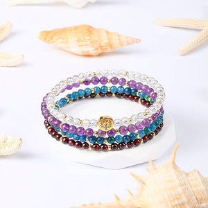 Health & Wellbeing Four-Stone Bracelet Set — AB Quartz, Amethyst, Apatite & Garnet EclipticJew