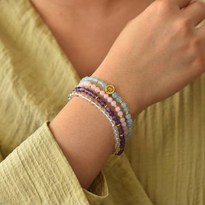 Inner Peace Four-Stone Bracelet Set — Aquamarine, Rose Quartz, Amethyst & Clear Quartz EclipticJew