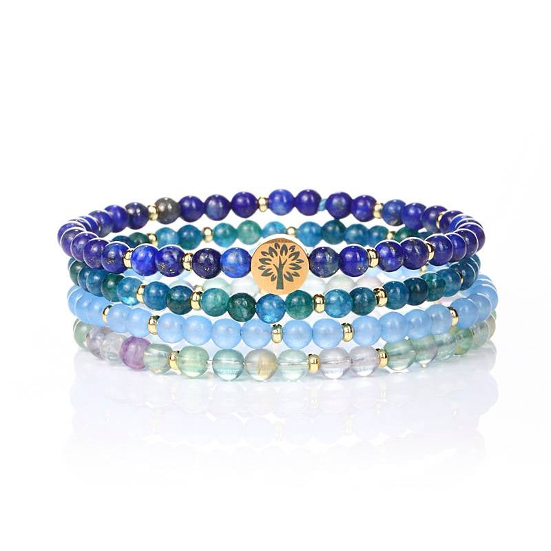 Intuition & Wisdom Four-Stone Bracelet Set — Lapis, Blue Apatite, Blue Chalcedony & Fluorite EclipticJew