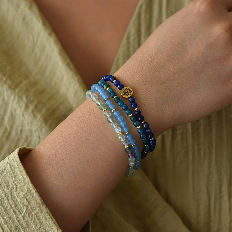 Intuition & Wisdom Four-Stone Bracelet Set — Lapis, Blue Apatite, Blue Chalcedony & Fluorite EclipticJew