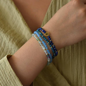 Intuition & Wisdom Four-Stone Bracelet Set — Lapis, Blue Apatite, Blue Chalcedony & Fluorite EclipticJew