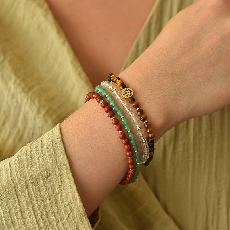 Success & Fulfillment Four-Stone Bracelet Set — Tiger Eye, Clear Quartz, Green Aventurine & Red Jasper EclipticJew