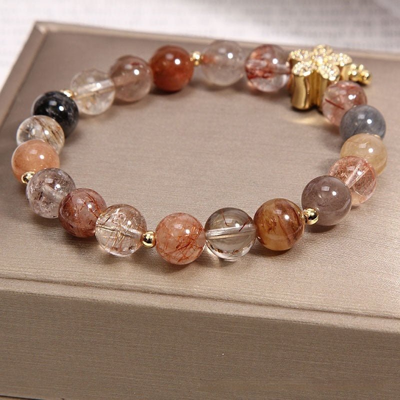 Prosperity Gold Rutilated Quartz Crystal Bracelet - EclipticJew