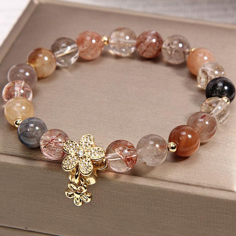 Prosperity Gold Rutilated Quartz Crystal Bracelet - EclipticJew