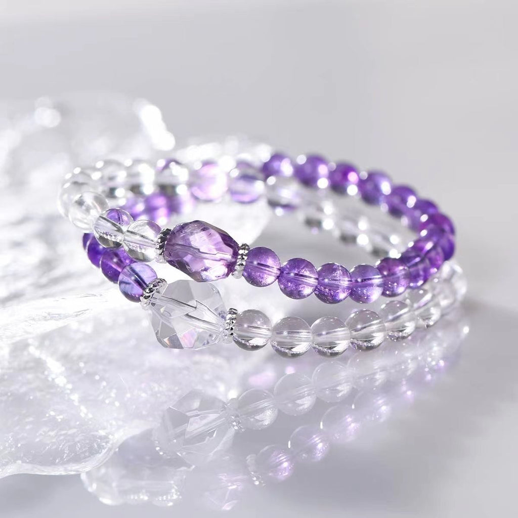 Purple Radiance Amethyst & Quartz Harmony Bracelet - EclipticJewBracelets