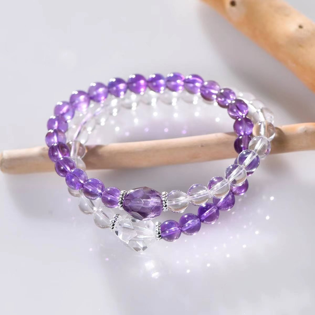 Purple Radiance Amethyst & Quartz Harmony Bracelet - EclipticJewBracelets