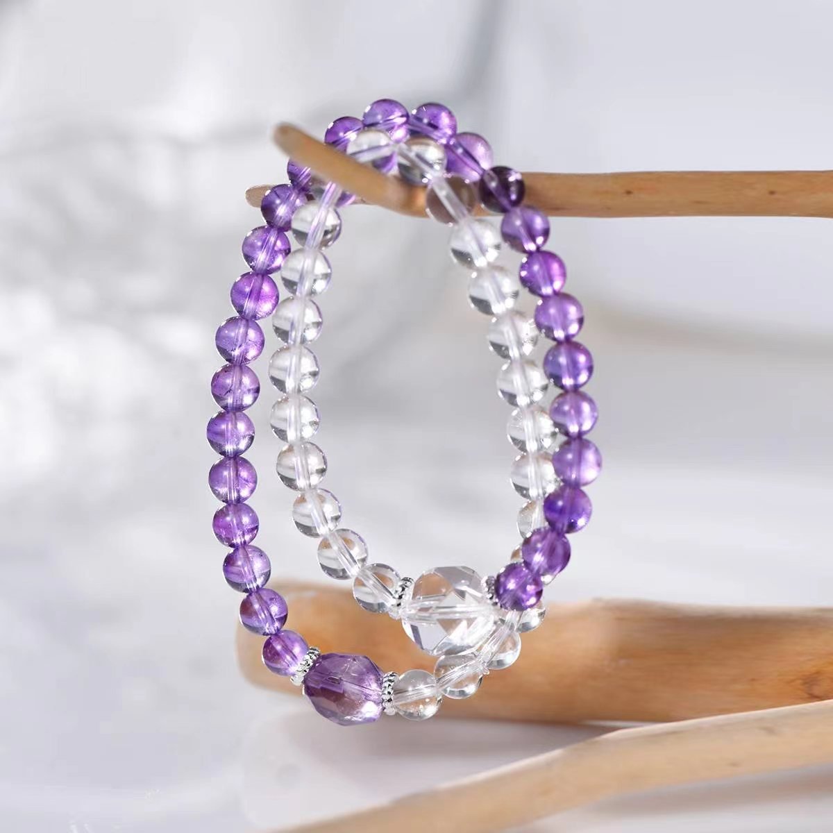 Purple Radiance Amethyst & Quartz Harmony Bracelet - EclipticJewBracelets
