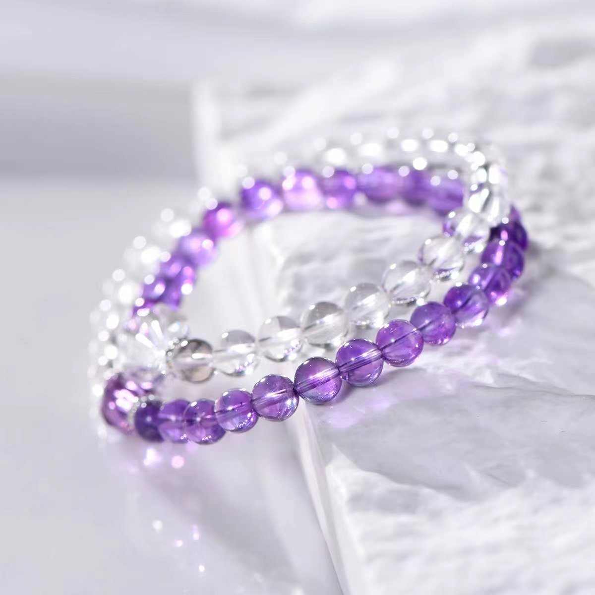 Purple Radiance Amethyst & Quartz Harmony Bracelet - EclipticJewBracelets
