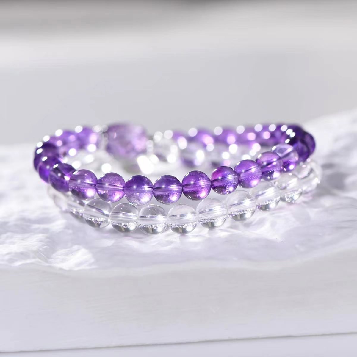 Purple Radiance Amethyst & Quartz Harmony Bracelet - EclipticJewBracelets