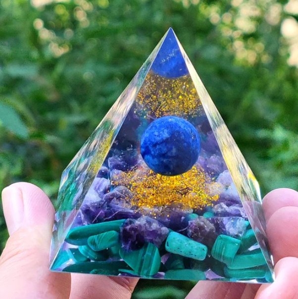 Pyramid Natural Crystal Gravel Energy Tower - EclipticJew