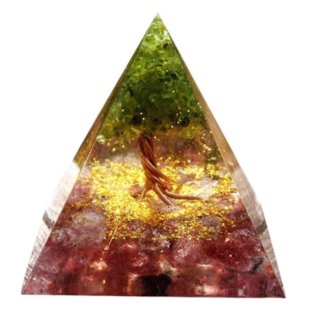 Pyramid Natural Crystal Gravel Energy Tower - EclipticJew