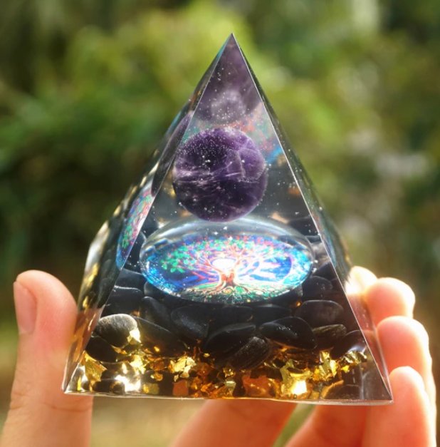 Pyramid Natural Crystal Gravel Energy Tower - EclipticJew