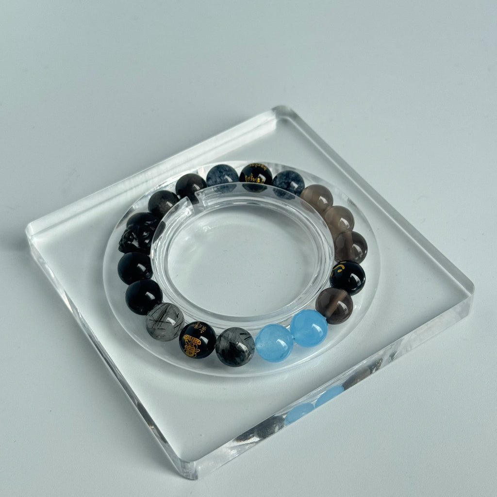 Quartz Crystal Pixiu Bracelet | 10mm Beads | Five Elements Metal Energy Balance | Wealth & Protection Feng Shui Jewelry