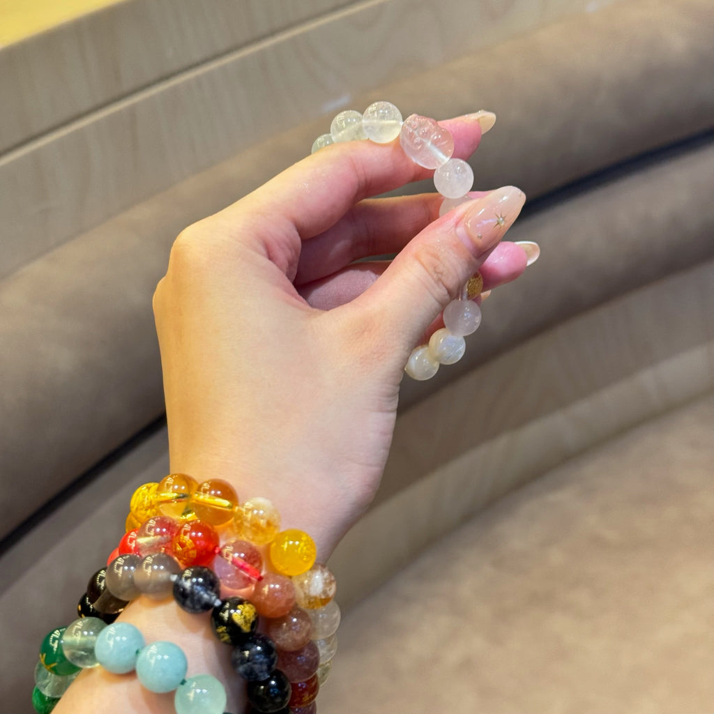 Quartz Crystal Pixiu Bracelet | 10mm Beads | Five Elements Metal Energy Balance | Wealth & Protection Feng Shui Jewelry