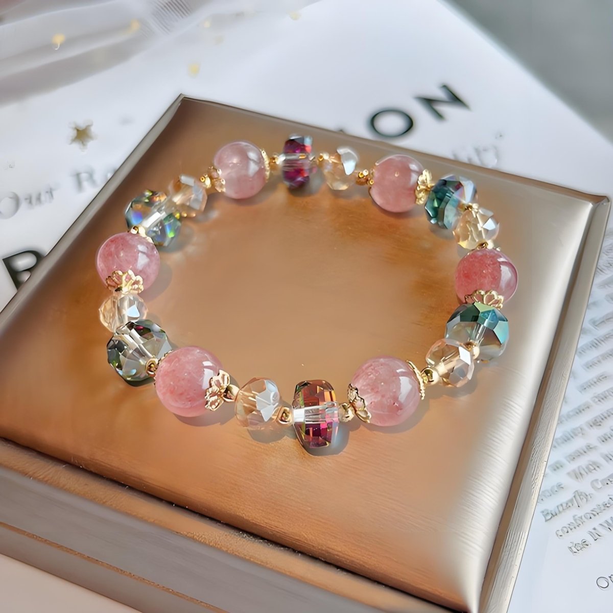 Radiant Strawberry Quartz Crystal Bracelet - EclipticJewBraceletsnewstrawberry quartz