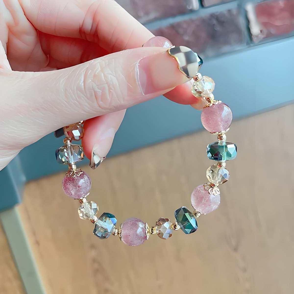 Radiant Strawberry Quartz Crystal Bracelet - EclipticJewBraceletsnewstrawberry quartz