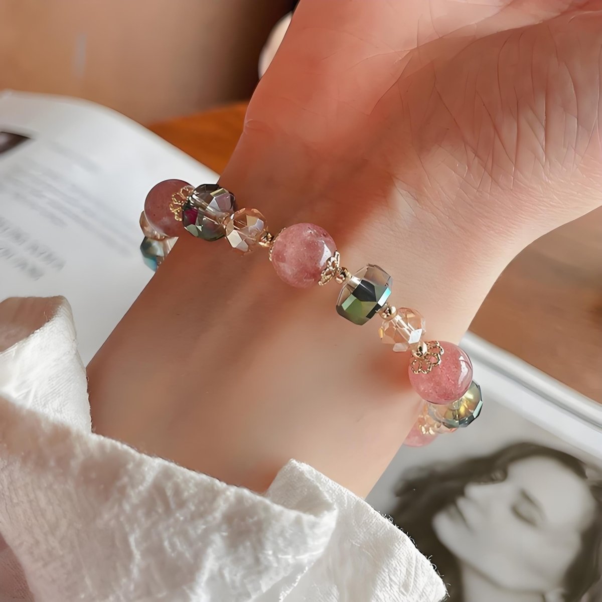 Radiant Strawberry Quartz Crystal Bracelet - EclipticJewBraceletsnewstrawberry quartz