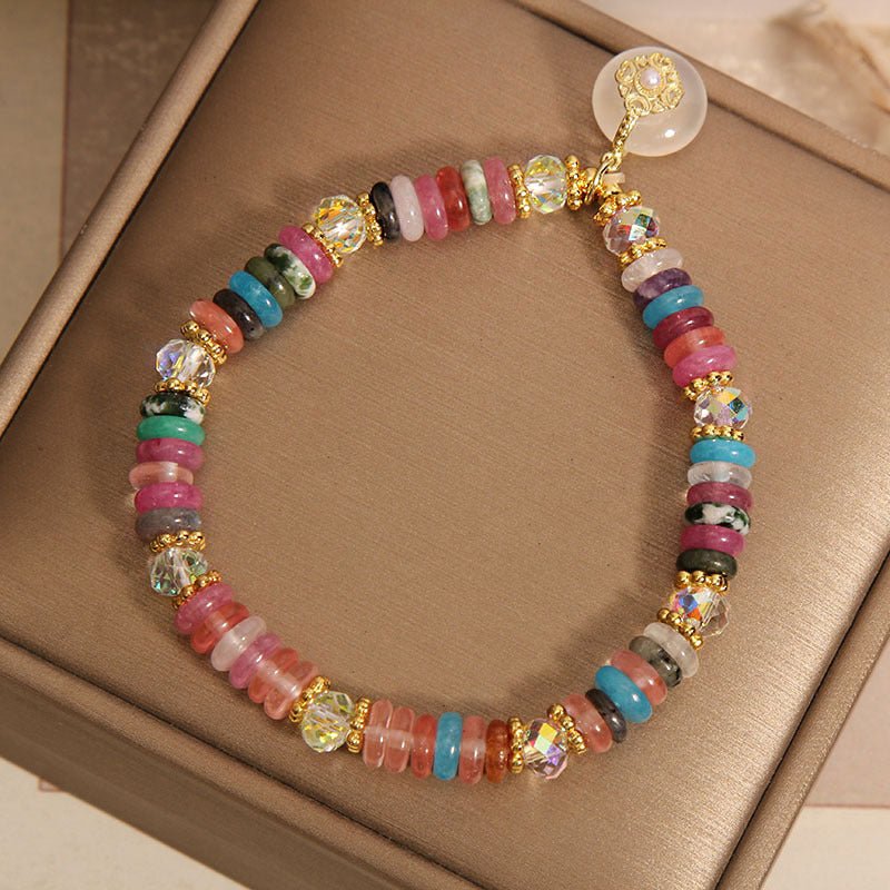 Rainbow Elegance Disc Bead Crystal Bracelet - EclipticJew
