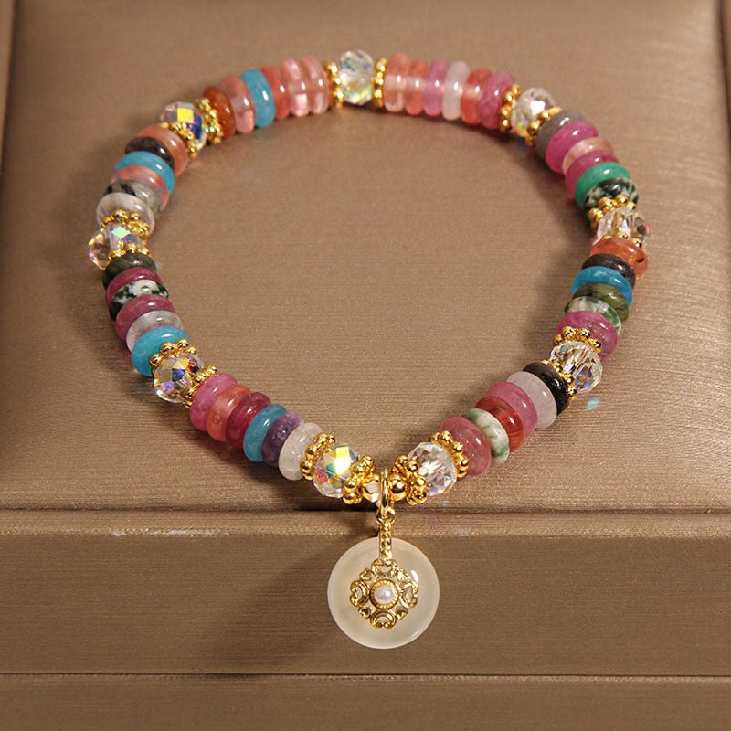 Rainbow Elegance Disc Bead Crystal Bracelet - EclipticJew