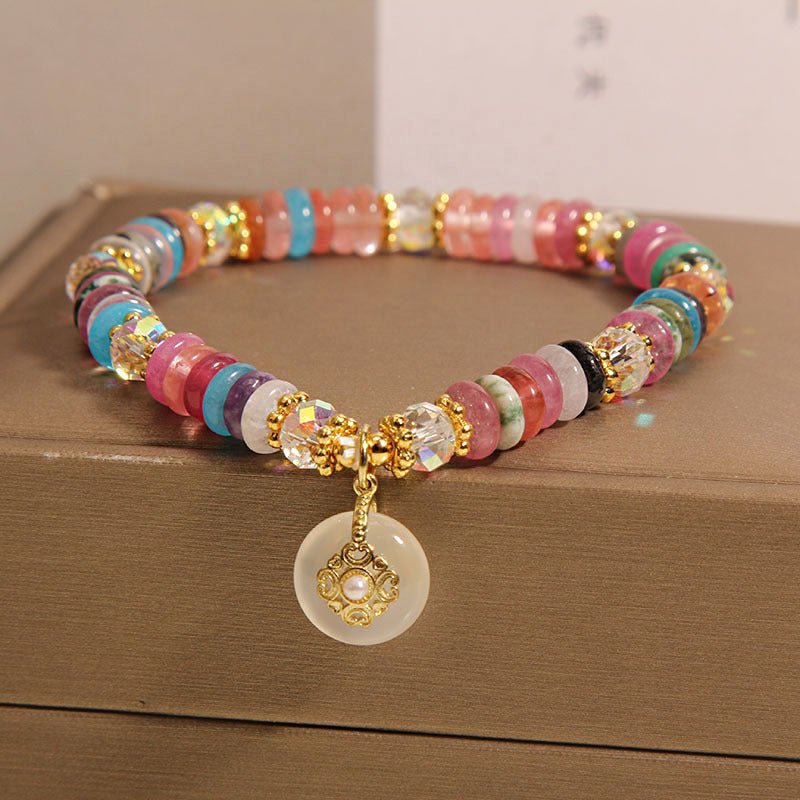 Rainbow Elegance Disc Bead Crystal Bracelet