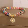 Rainbow Elegance Disc Bead Crystal Bracelet