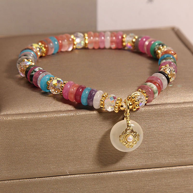 Rainbow Elegance Disc Bead Crystal Bracelet - EclipticJew