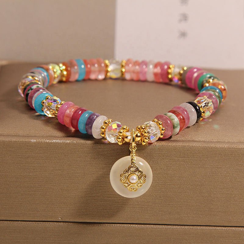 Rainbow Elegance Disc Bead Crystal Bracelet - EclipticJew