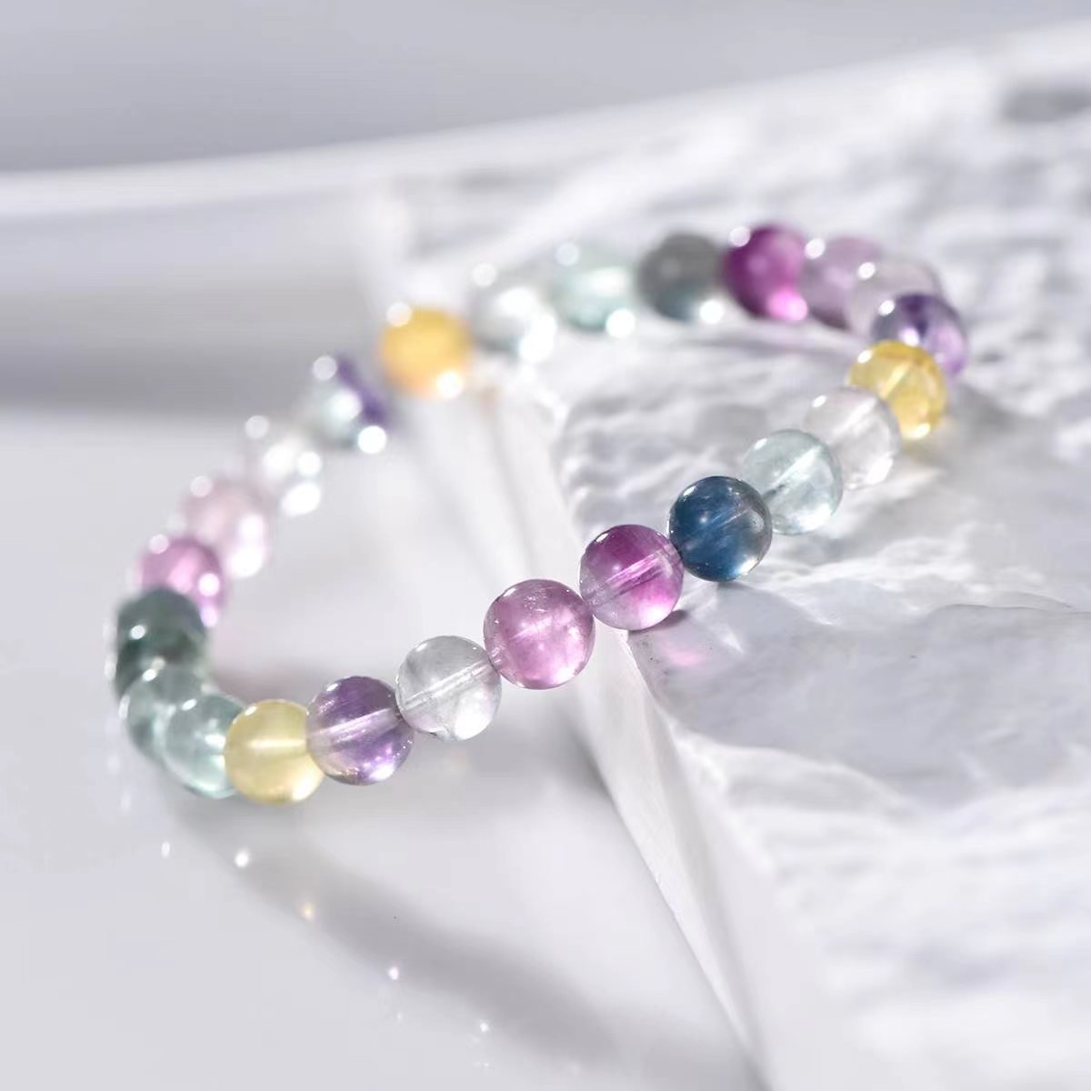 Rainbow Flourish Fluorite Quartz Bracelet - EclipticJewB2G1FBraceletsclear quartz