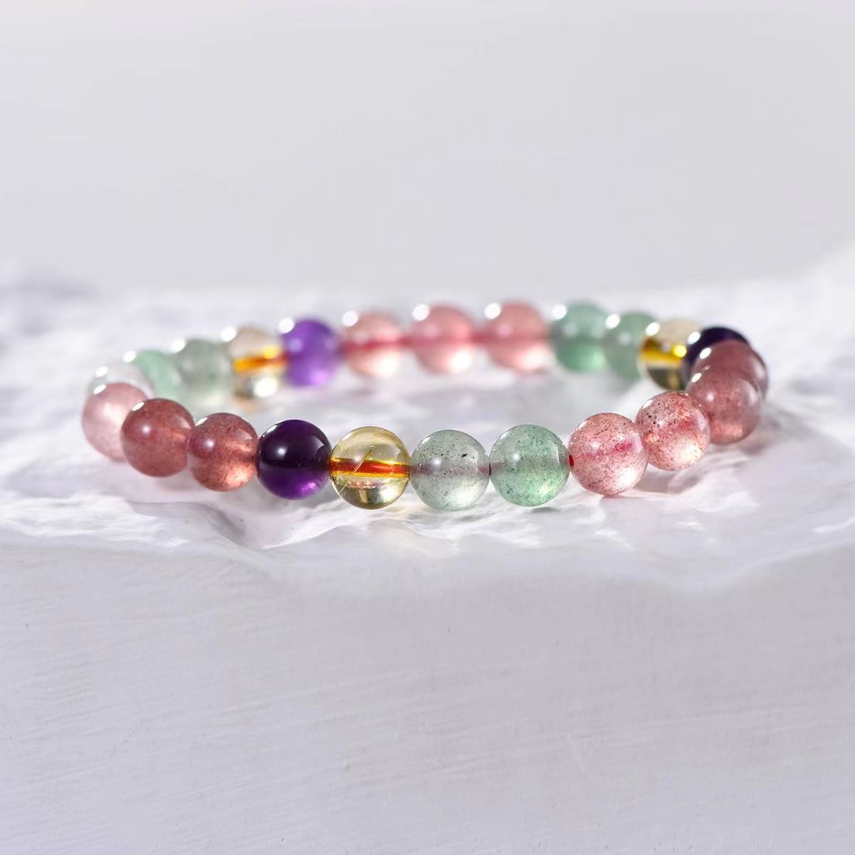 Rainbow Love Attraction Strawberry Quartz Bracelet - EclipticJew