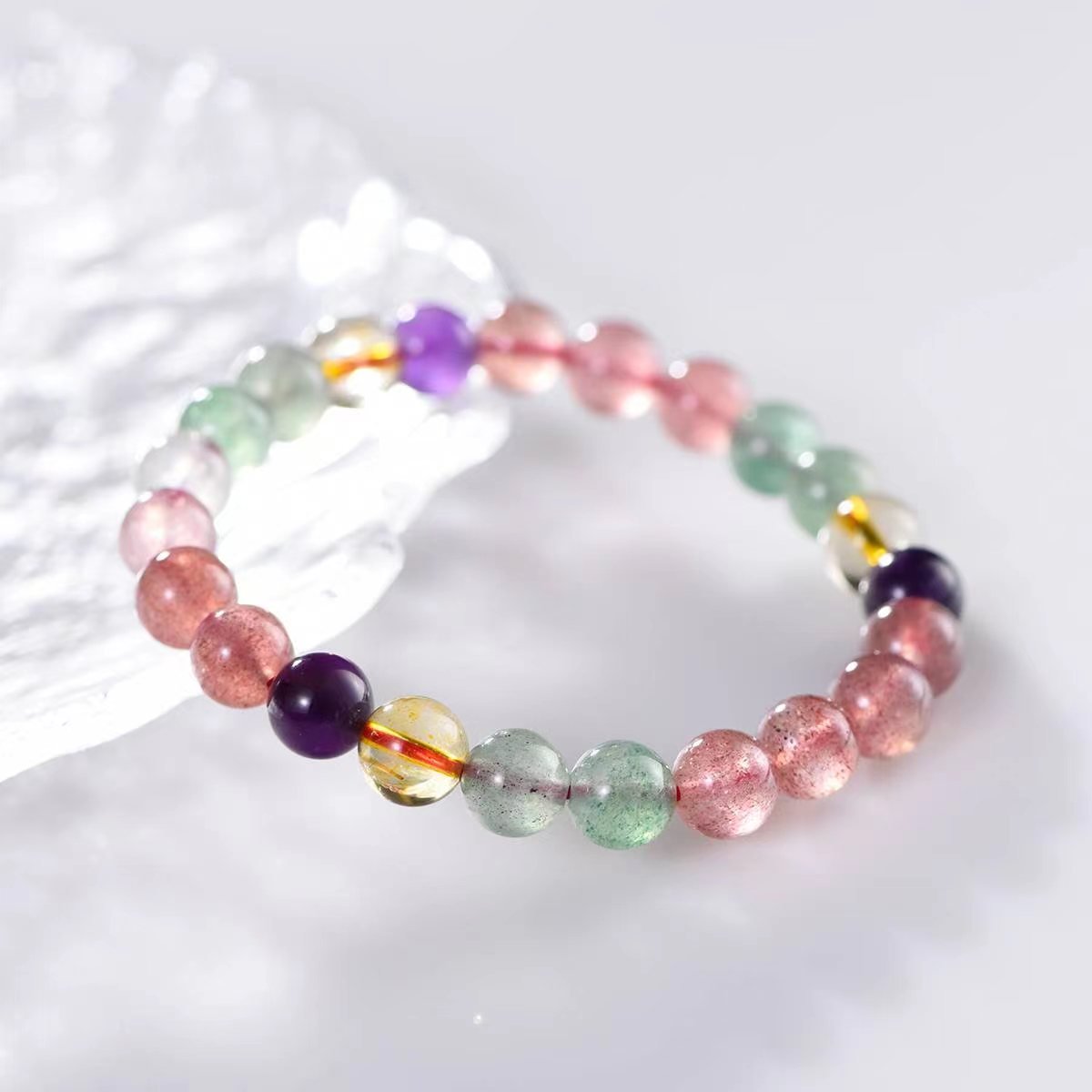 Rainbow Love Attraction Strawberry Quartz Bracelet - EclipticJew