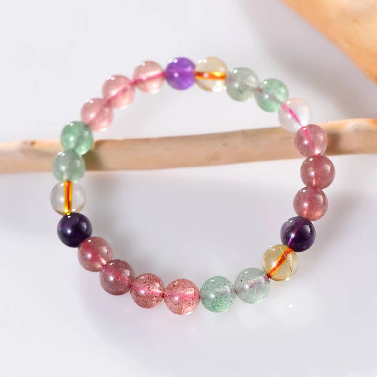 Rainbow Love Attraction Strawberry Quartz Bracelet - EclipticJew
