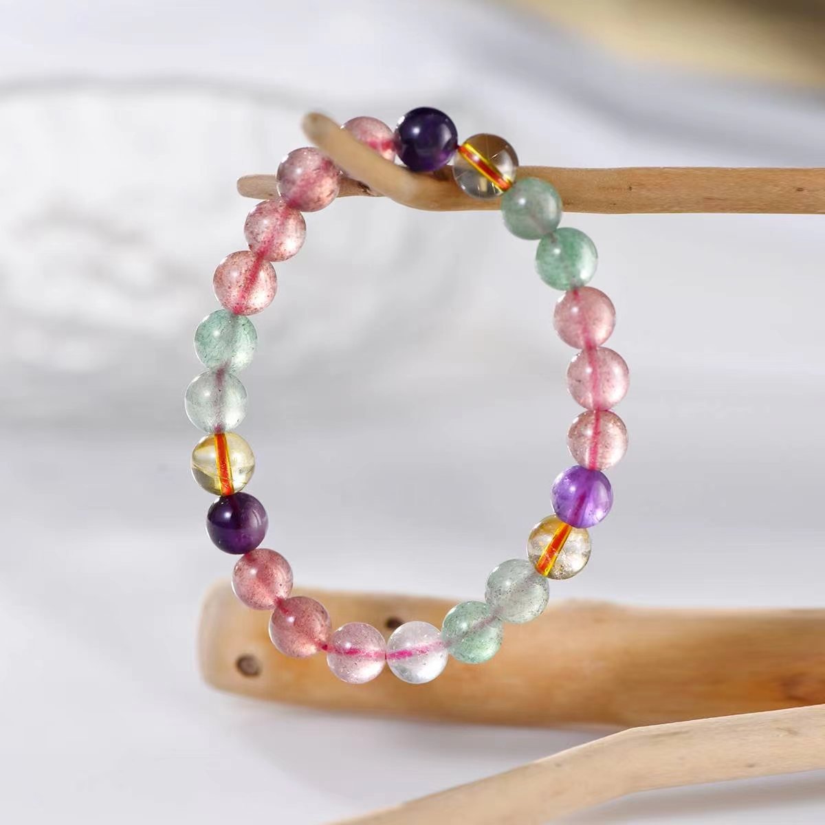 Rainbow Love Attraction Strawberry Quartz Bracelet - EclipticJew