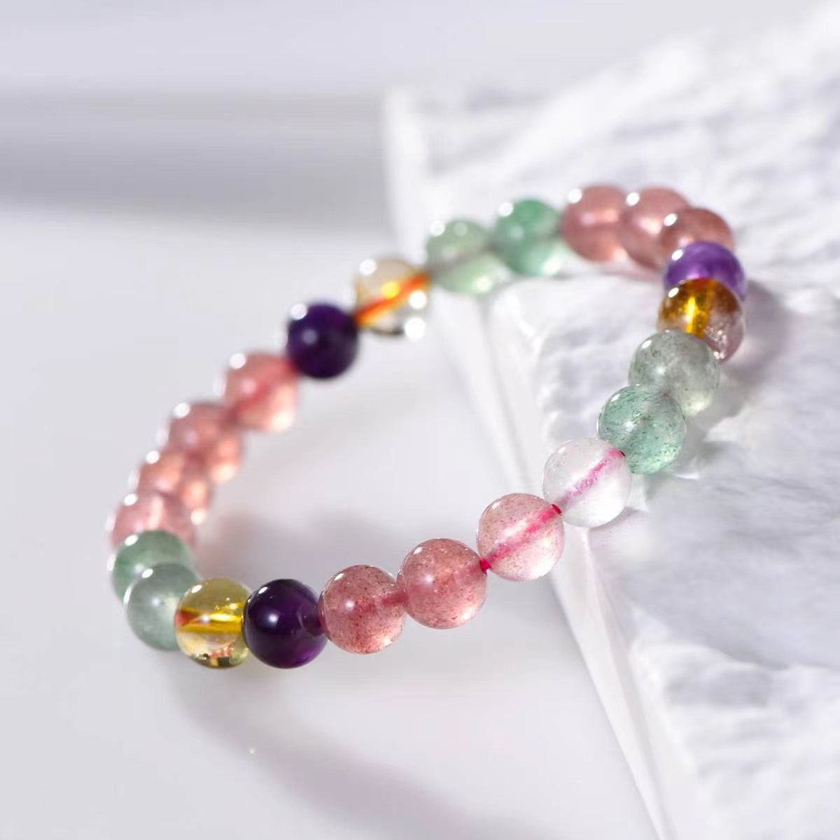 Rainbow Love Attraction Strawberry Quartz Bracelet - EclipticJew