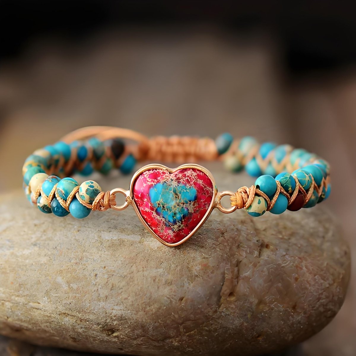 Red Emperor Stone crystal energy bracelet - EclipticJewBraceletsnewtrend