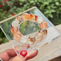 Red Hematoid Quartz Bracelet | Square Garden Crystal Energy Amulet | Consecrated Flower of Wealth Prosperity Bracelet