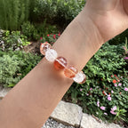 Red Hematoid Quartz Bracelet | Square Garden Crystal Energy Amulet | Consecrated Flower of Wealth Prosperity Bracelet