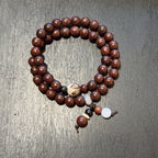 Red Sandalwood Double Wrap Bracelet, Purple Gold Mouse Bodhi Seed Mala, Temple Style Zen Prayer Beads, Minimalist Grounding Gift