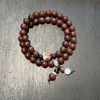 Red Sandalwood Double Wrap Bracelet, Purple Gold Mouse Bodhi Seed Mala, Temple Style Zen Prayer Beads, Minimalist Grounding Gift