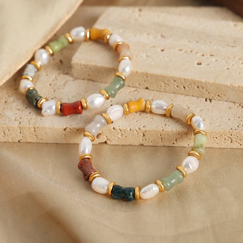 Retro Luxe Natural Stone Handmade Beaded Bracelet For Women