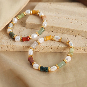 Retro Luxe Natural Stone Handmade Beaded Bracelet For Women