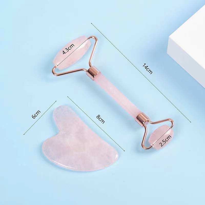 Rose Quartz Face Roller and Gua Sha Set